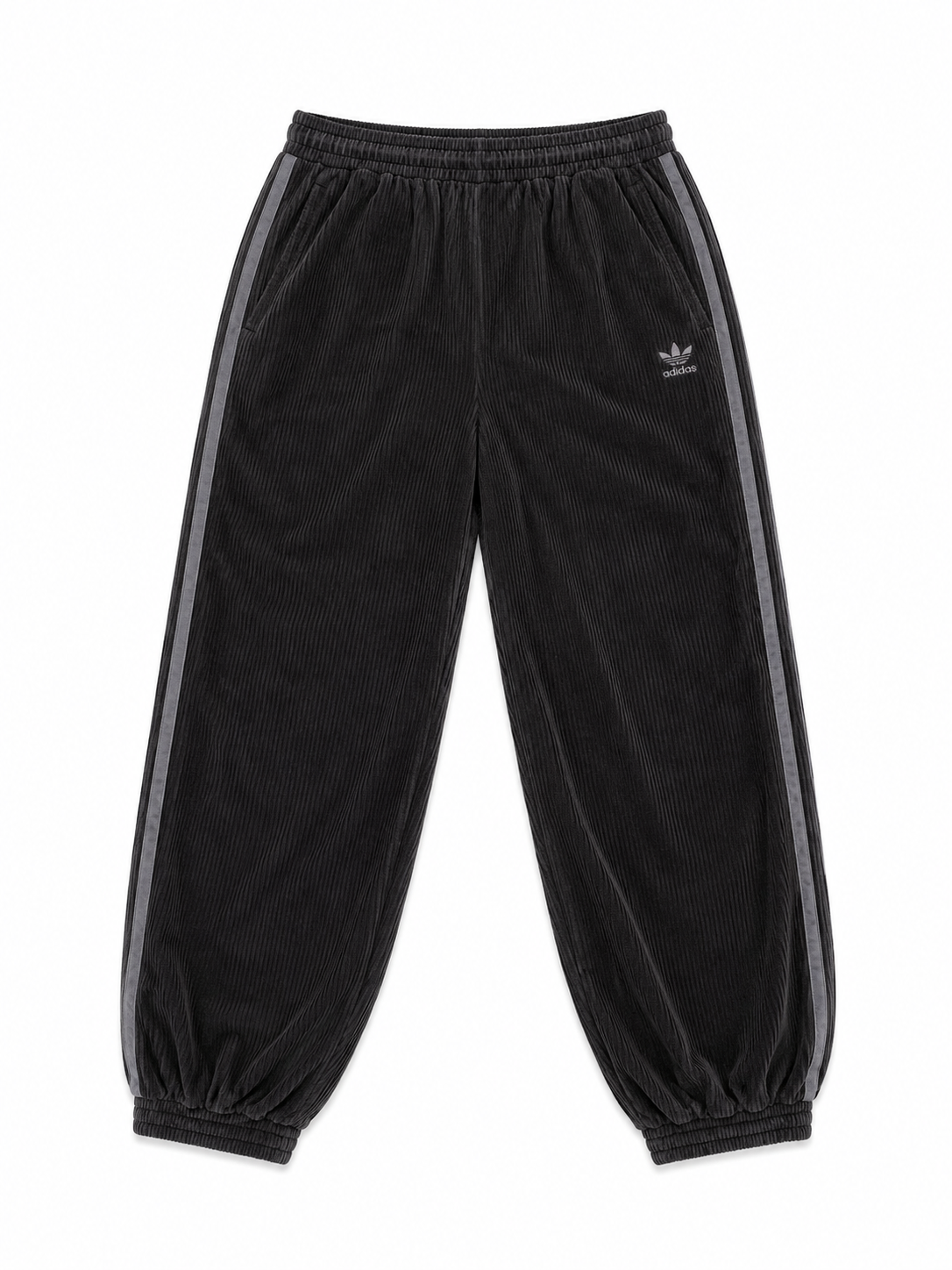 Adidas Originals Corduroy Joggers with Side Stripe, Black / Size Small