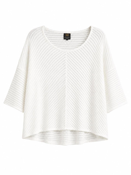 River Island Crochet Knit Oversized Top, White - UK 16