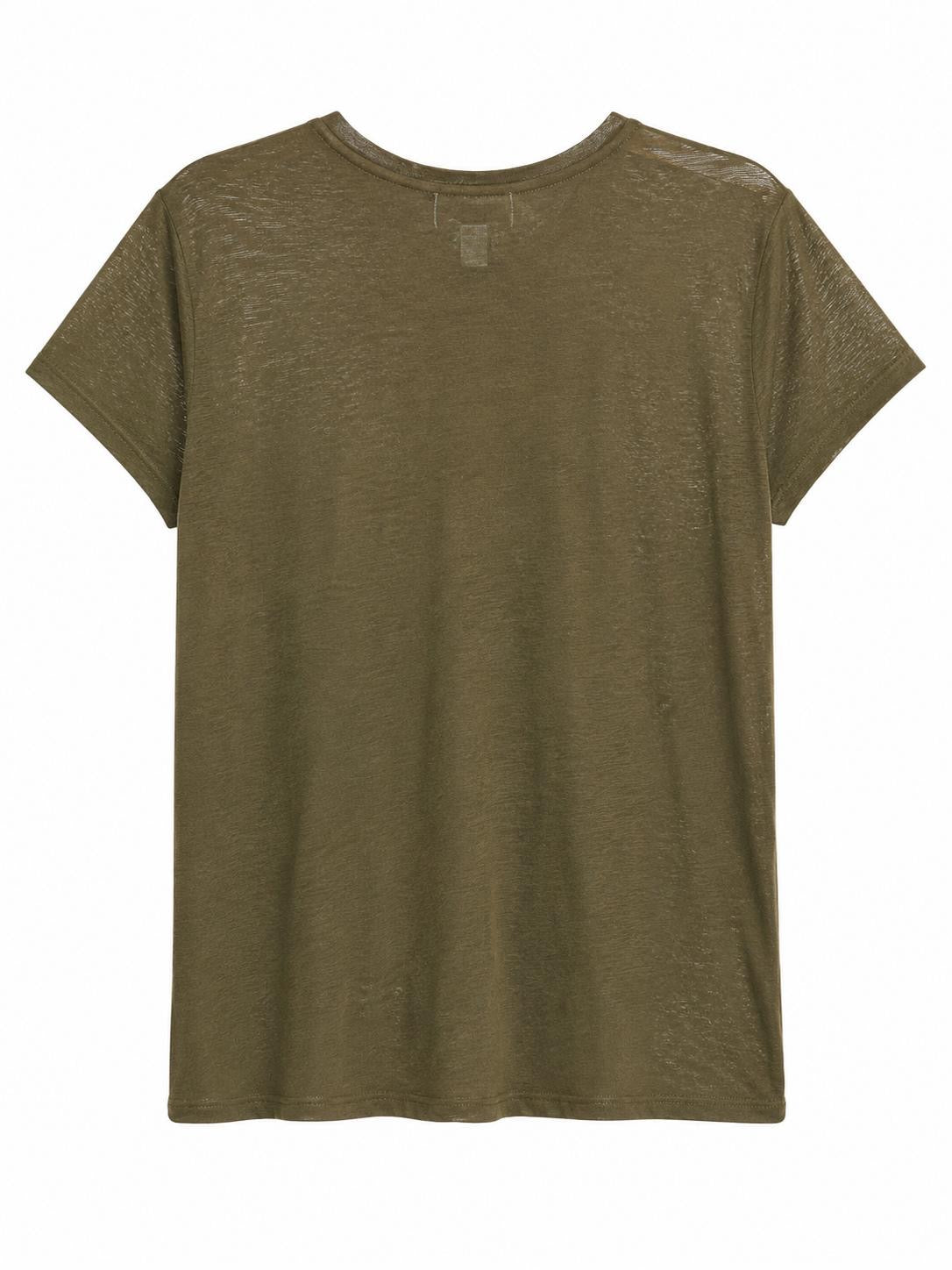 Topshop Lightweight Scoop Neck T-Shirt Khaki, Green - Size 10