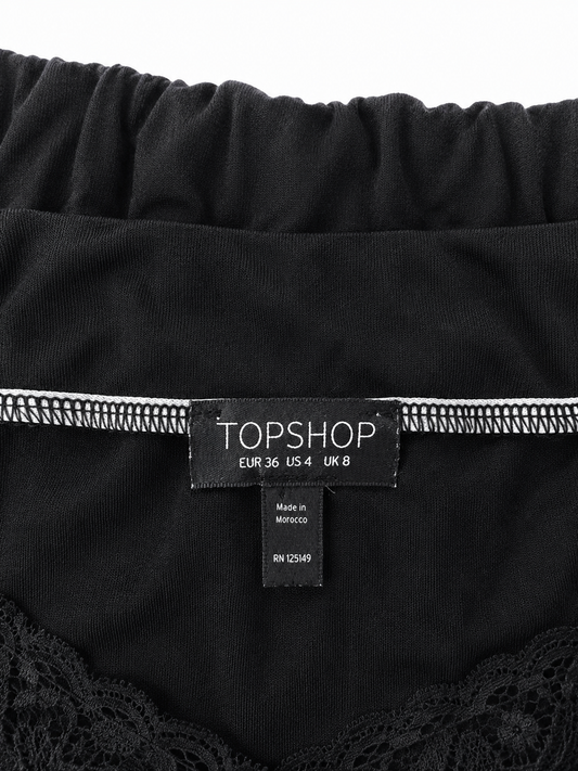 Topshop Lace Trim Cami Bodysuit, Black – UK 8