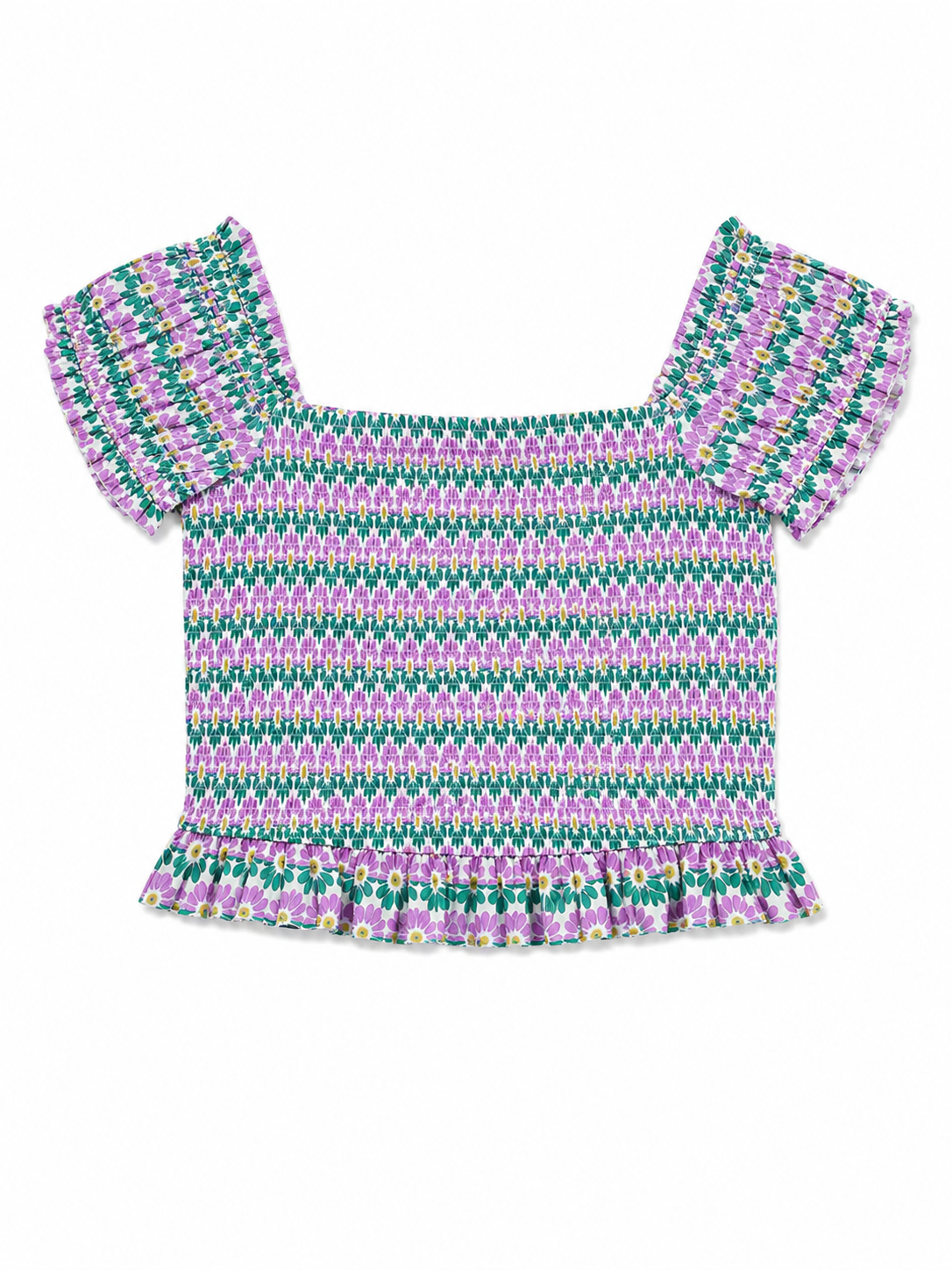 Zara Floral Shirred Milkmaid Top - Size 10