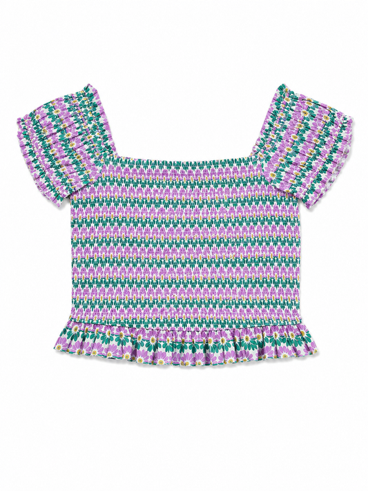 Zara Floral Shirred Milkmaid Top - Size 10