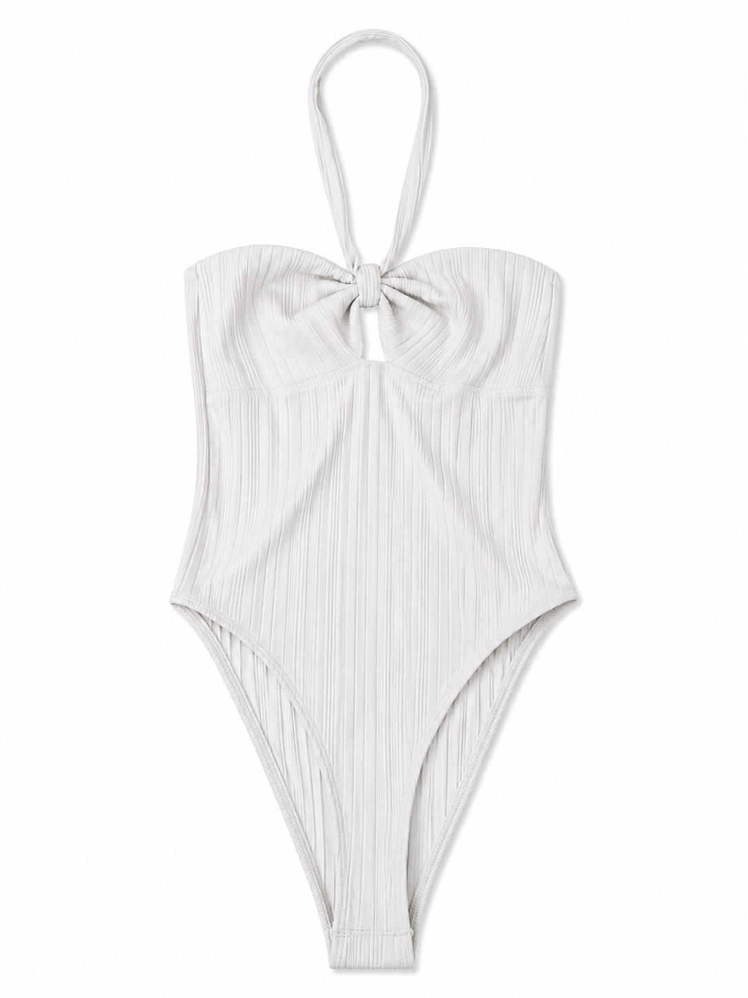Zara Ribbed Halterneck Body Suit in Cream - Size 8