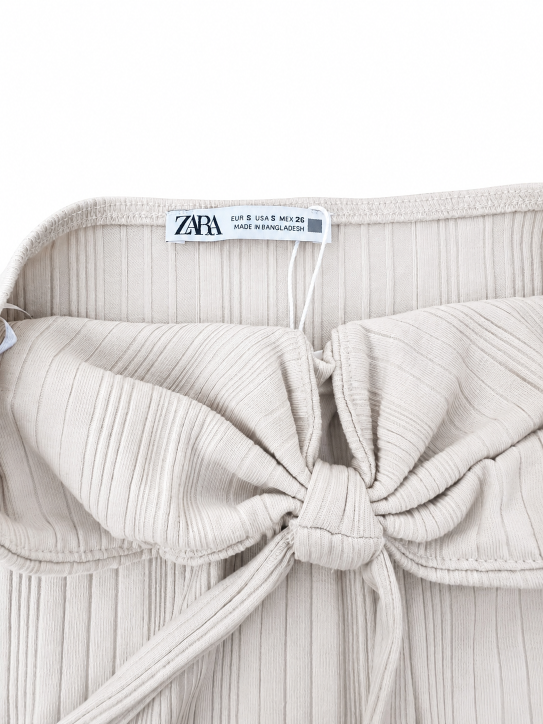 Zara Ribbed Halterneck Body Suit in Cream - Size 8