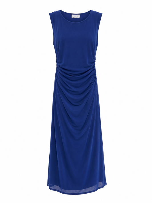 Quiz Ruched Sleeveless Occasion Dress, Royal Blue, Size 12