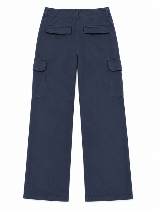 Zara Wide Leg Cargo Trousers, Black - Size 6