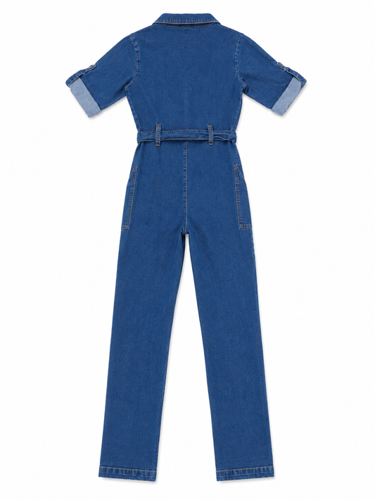 PrettyLittleThing Utility Jumpsuit, Blue Denim – Size 8