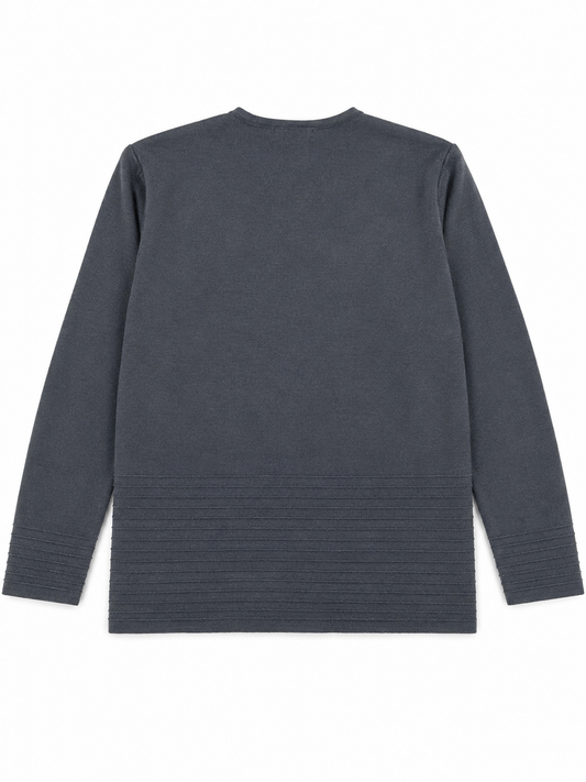Jaeger Fine Knit Ribbed Jumper, Charcoal / Black - Size Large