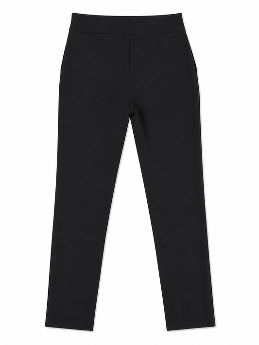 Zara Slim Trousers, Gold Button High Waist, Black - Size 10