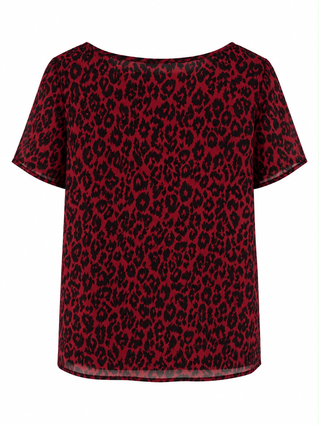 New Look Red Short Sleeve Top Leopard Print, Red - Size 16