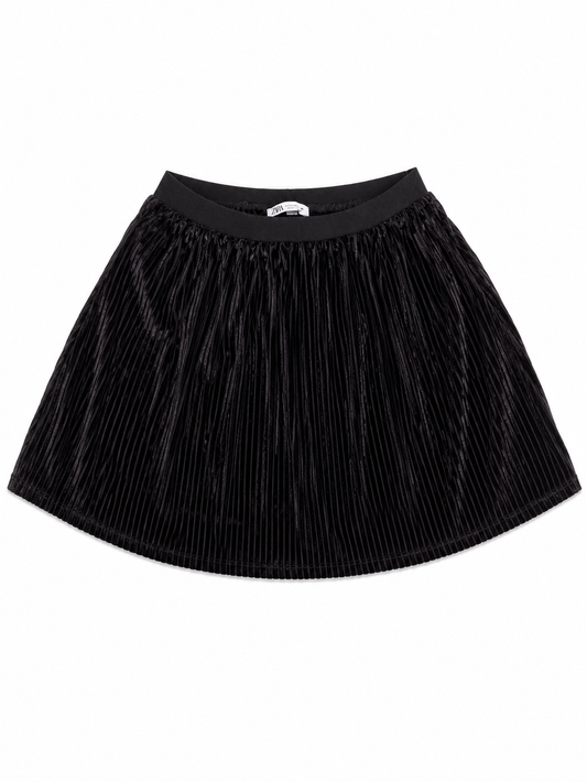 Grace & Mila Velvet Pleated Mini Skirt, Black – Size Medium