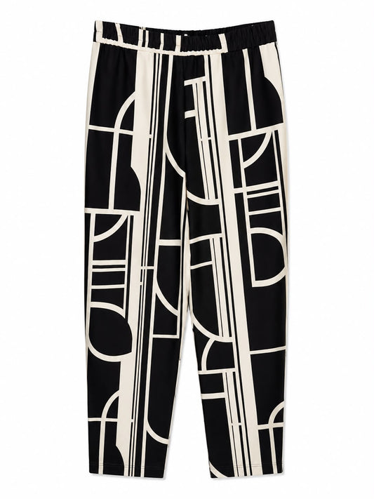 Zara Geometric Print Trousers, Black & White - Size 16