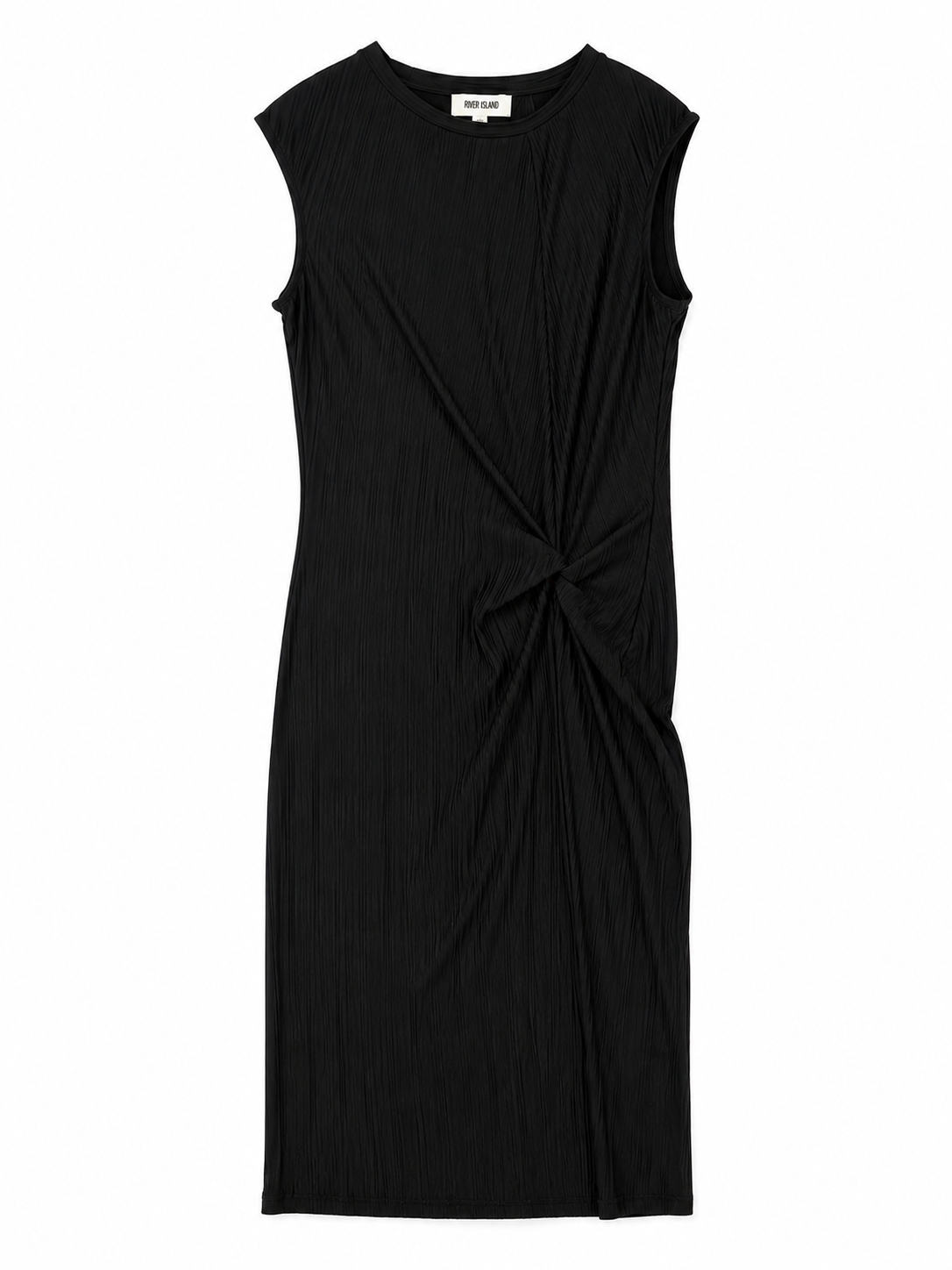 River Island Twist Detail Midi Dress, Black – Size 8
