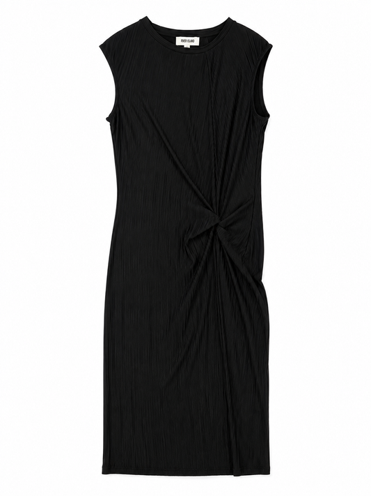 River Island Twist Detail Midi Dress, Black – Size 8
