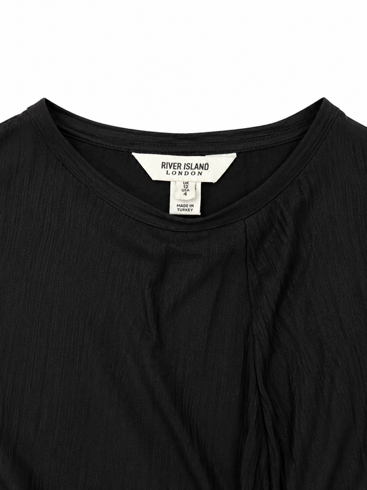 River Island Twist Detail Midi Dress, Black – Size 8