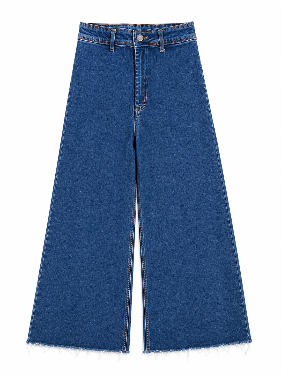 Zara High Waist Wide Leg Textured Denim Jeans, Denim – Size 6