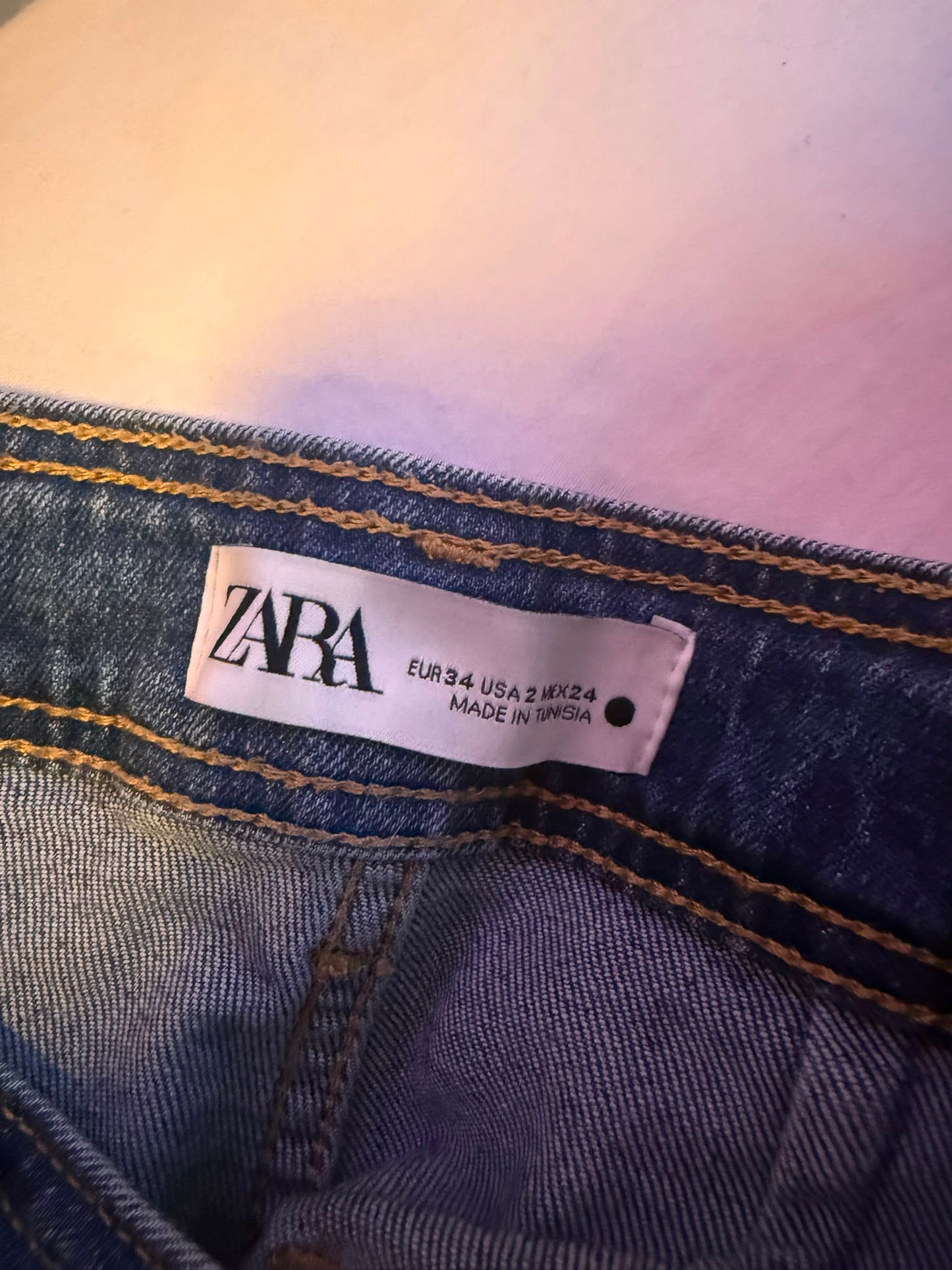 Zara High Waist Wide Leg Textured Denim Jeans, Denim – Size 6