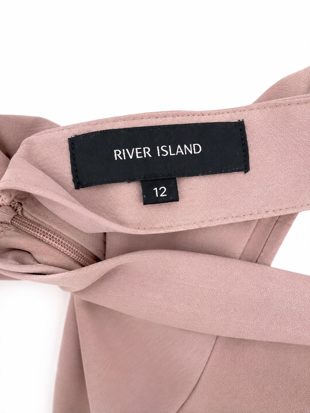 River Island Ruffle Wide Leg Jumpsuit, Blush Pink – Size 12
