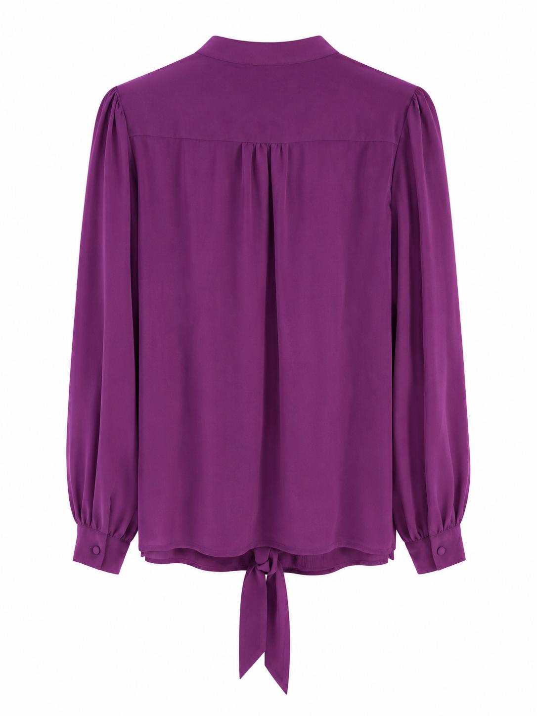 South Ruffle Pleated Tie Front Blouse, Purple - Size 16