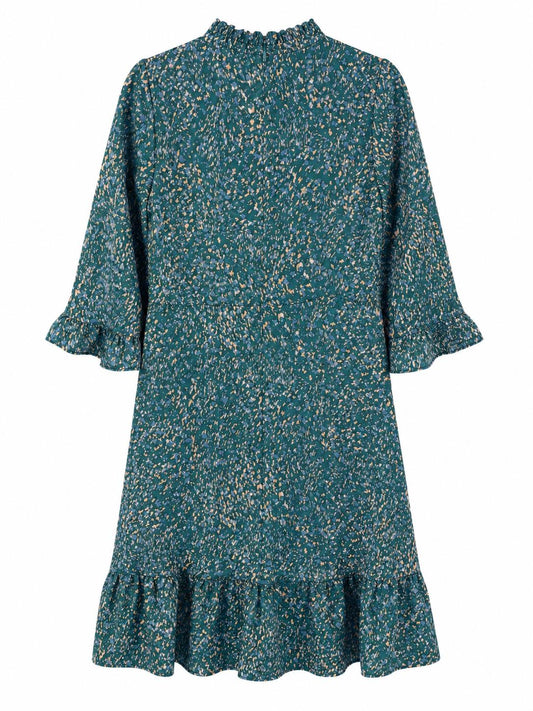 QED London Print Frill Mini Dress, Green - Size 12