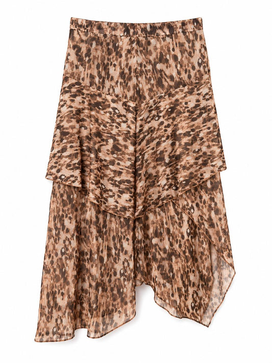 River Island Animal Print Skirt, Brown - Size 14