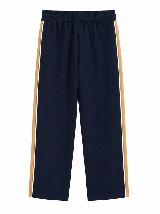 Next Side Stripe Wide Leg Trousers, Navy & Tan - Size 14
