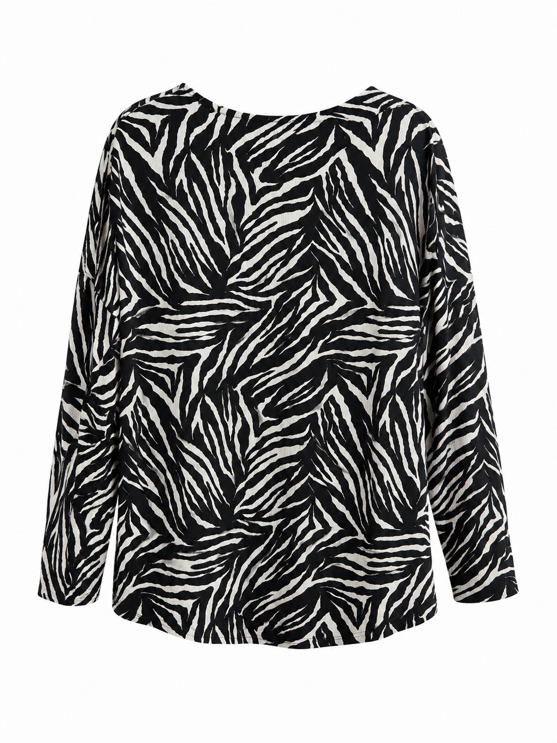 Wallis Zebra Print Long Sleeve Top, Black & Cream - Size Medium