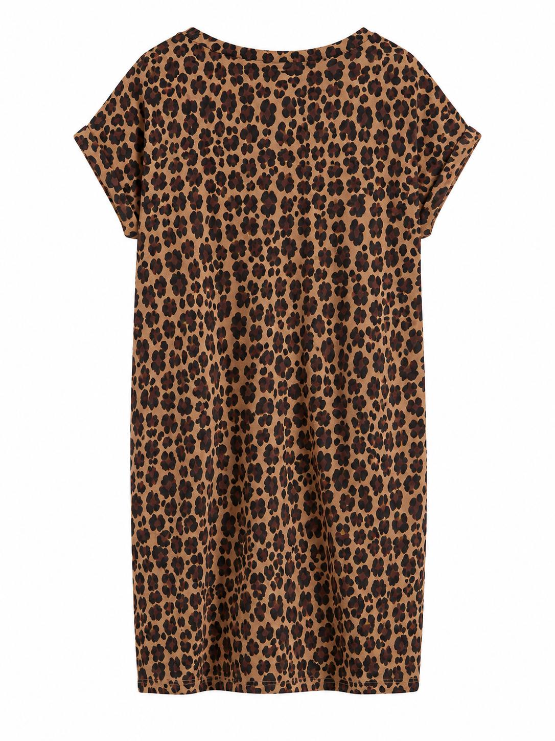 Next Petite Leopard Print Short Sleeve Top, Brown - Size 10