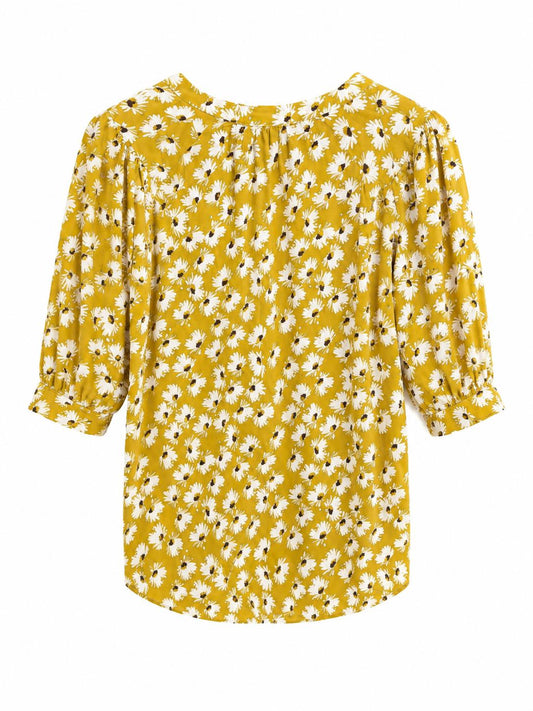 Next Daisy Print Blouse, Mustard Yellow - Size 12