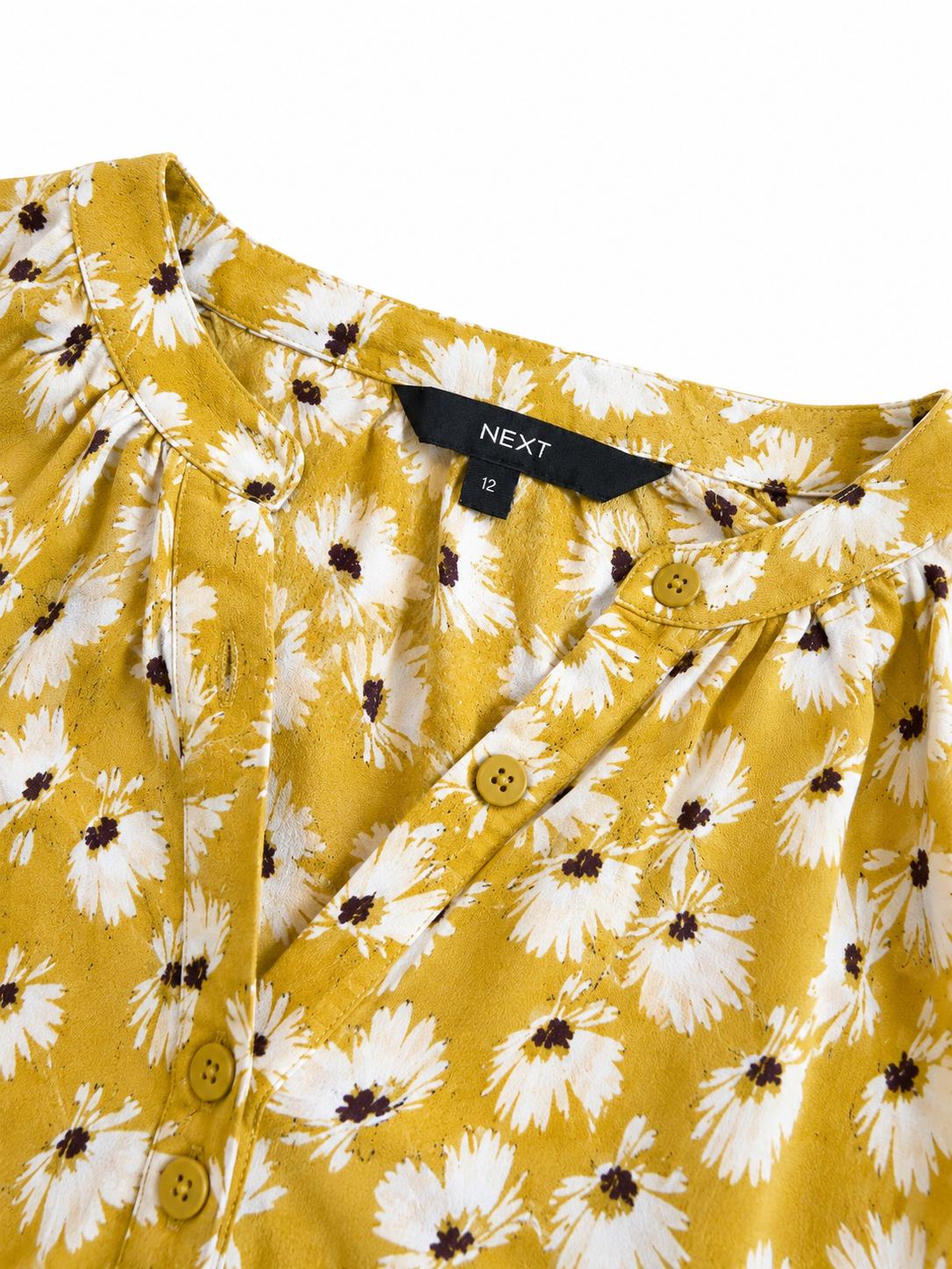 Next Daisy Print Blouse, Mustard Yellow - Size 12