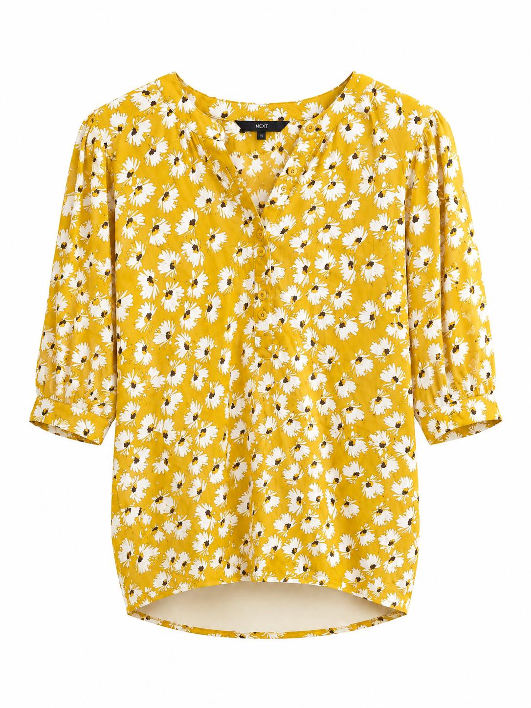 Next Daisy Print Blouse, Mustard Yellow - Size 12