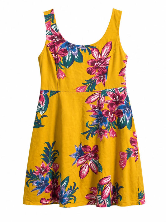 Dorothy Perkins Floral Fit & Flare Dress, Yellow - Size 16