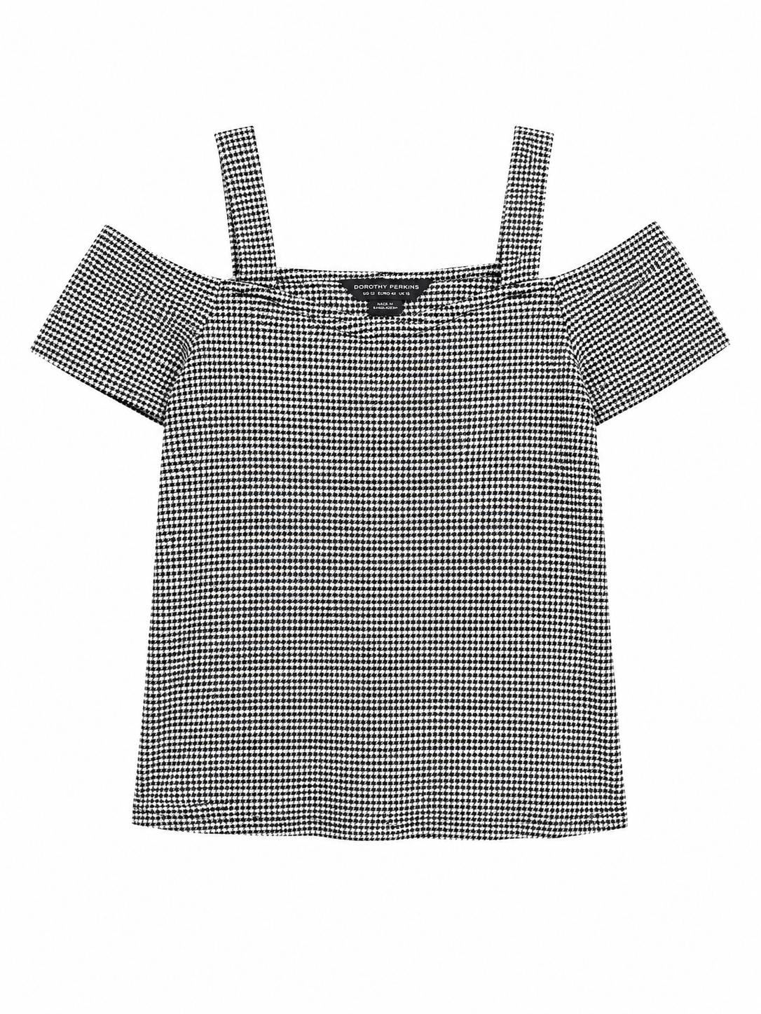 Dorothy Perkins Cold Shoulder Top, Black & White - Size 14