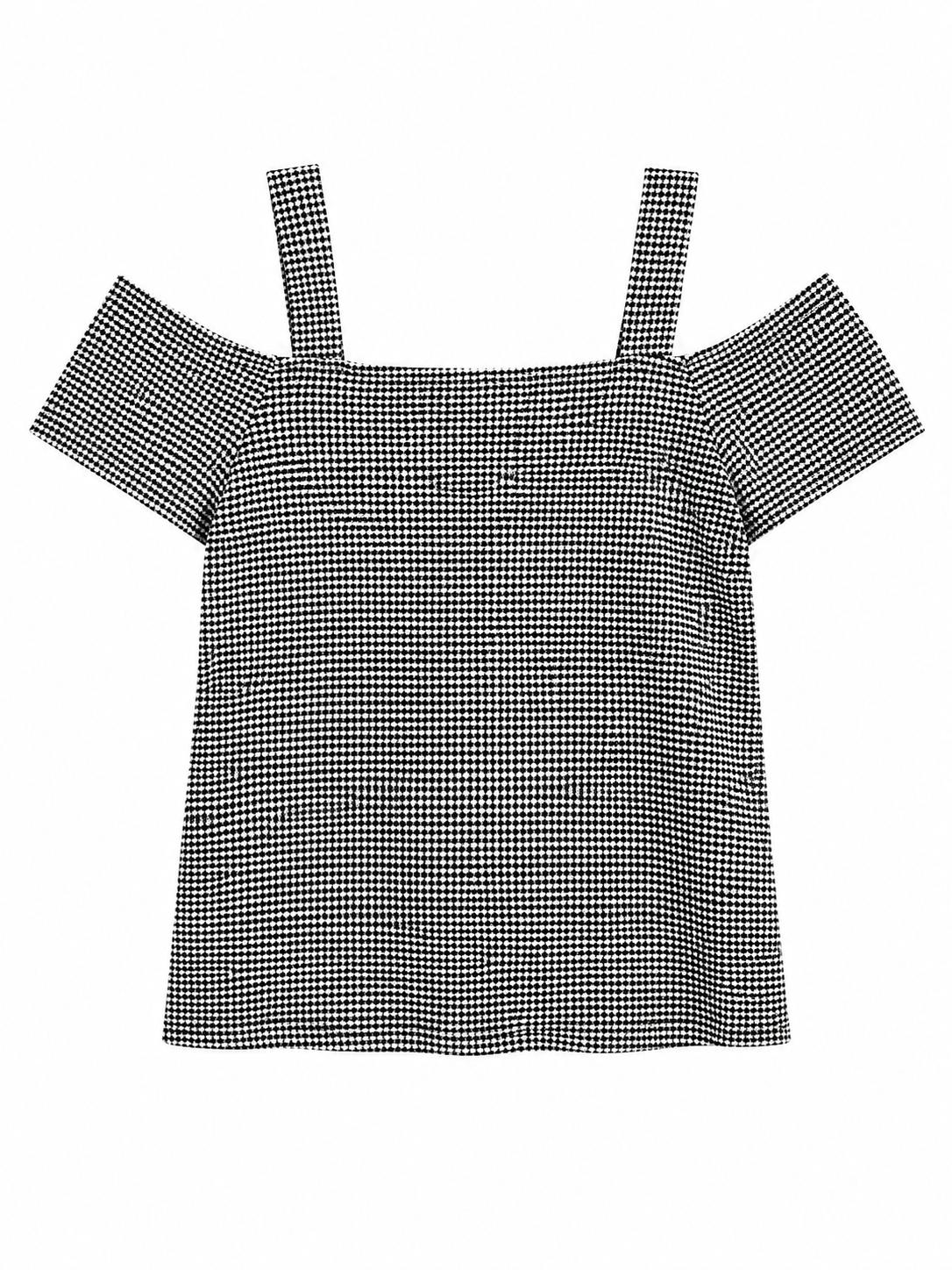 Dorothy Perkins Cold Shoulder Top, Black & White - Size 14