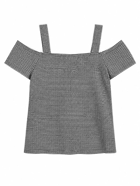 Dorothy Perkins Cold Shoulder Top, Black & White - Size 14