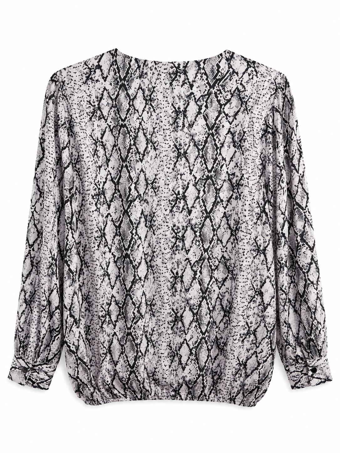 Lipsy London Snake Print Wrap Blouse, Grey & Black - Size 16