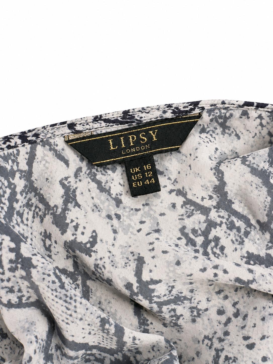 Lipsy London Snake Print Wrap Blouse, Grey & Black - Size 16
