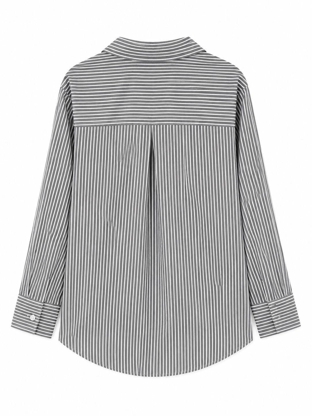Dorothy Perkins Striped Button Up Shirt, Grey & White - Size 14