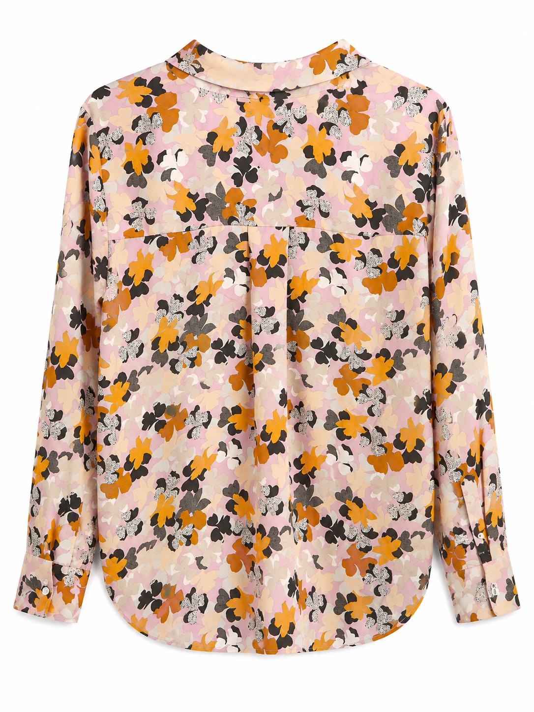 M&S Collection Petite Floral Print Shirt, Pink Orange - Size 10