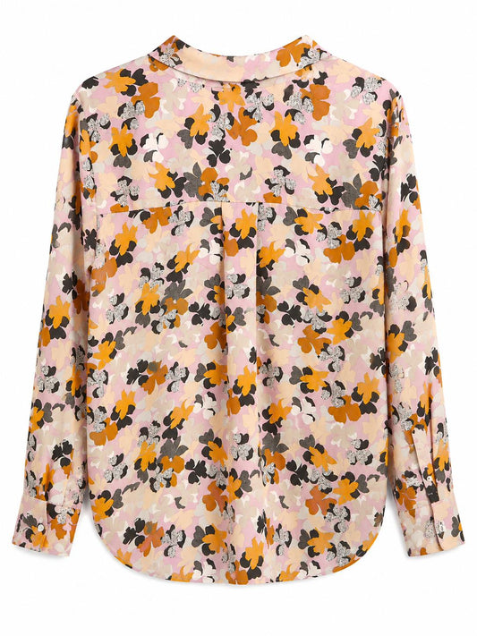 M&S Collection Petite Floral Print Shirt, Pink Orange - Size 10